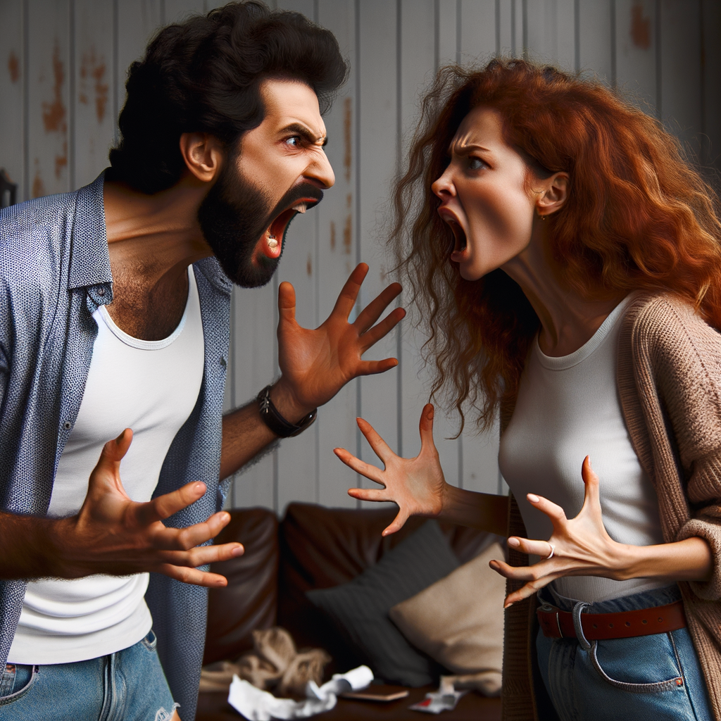 Конфликт между мужем и женой кричат и злятся
