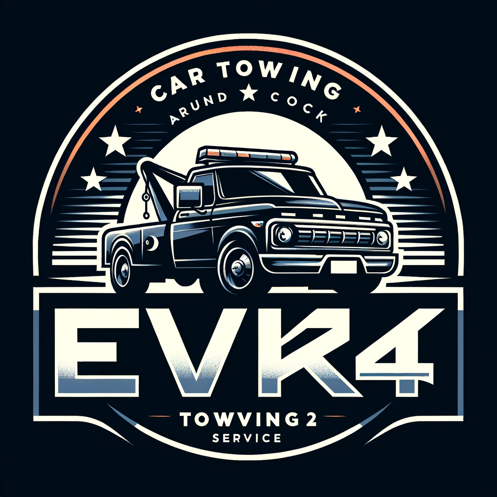 крутой логотип службы эвакуации автомобилей с подписью "evak msk 24"