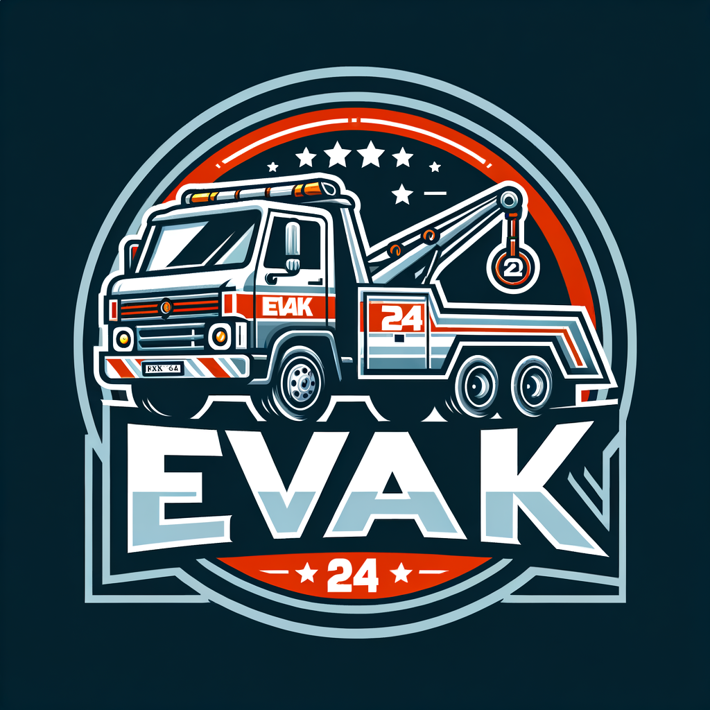 логотип службы эвакуации автомобилей с подписью "evak msk 24"