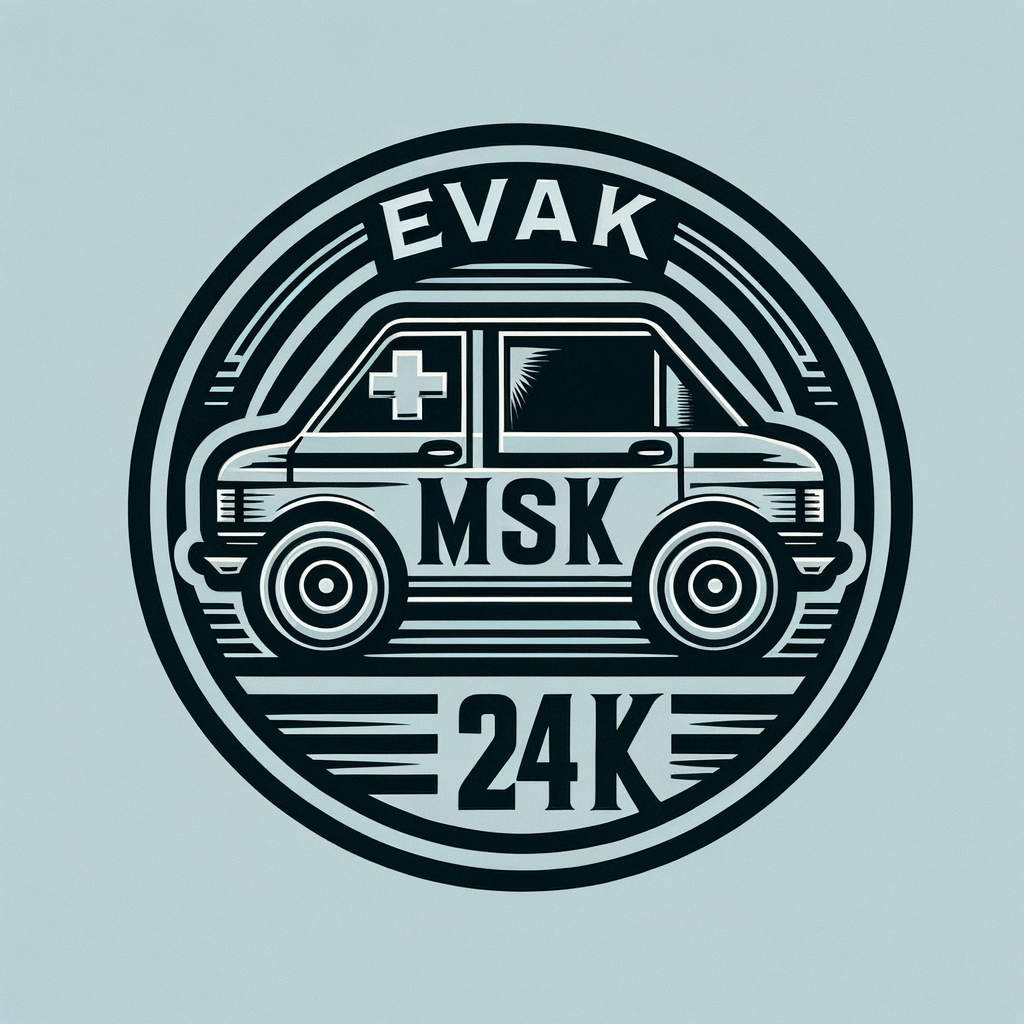 простой логотип для сайта эвакуации автомобилей с подписью "EVAK MSK 24"