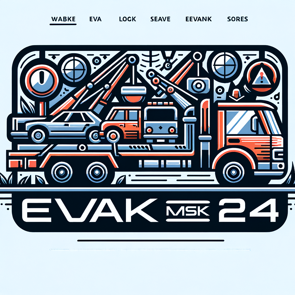 логотип для сайта эвакуации автомобилей с подписью "EVAK MSK 24"